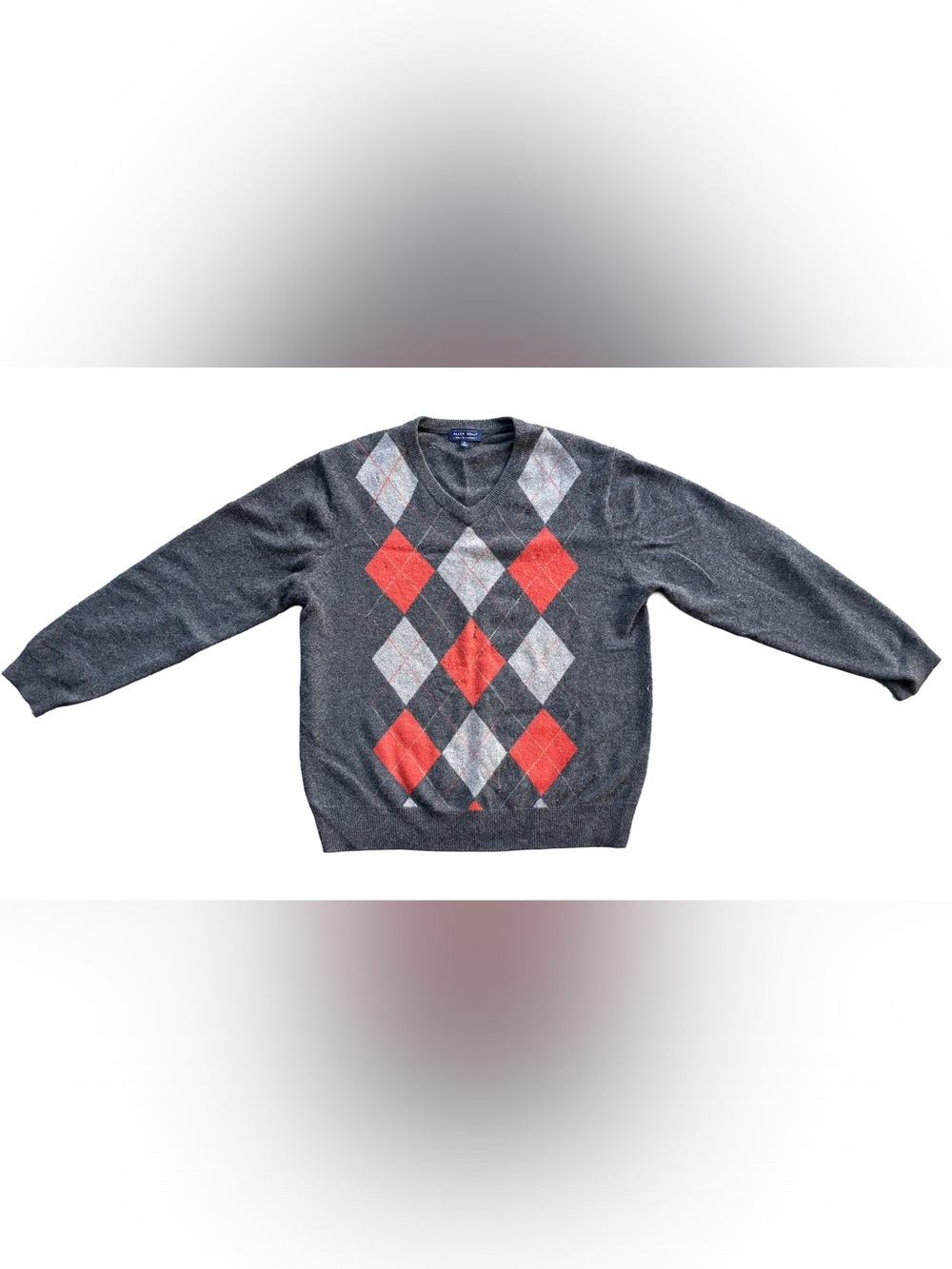 Pure Cashmere Argyle V-Neck Sweater | Men’s Size XL
